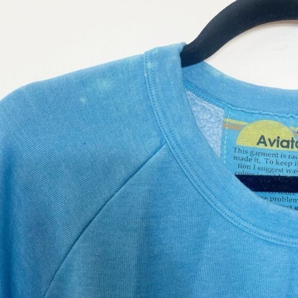 Aviator Nation 5 Stripe Rainbow Crew Neck Sweatshirt Ocean Blue XL Made In USA - Picture 6 of 8